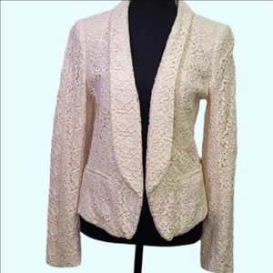 LOFT cream blazer with crochet detail. Size 6.